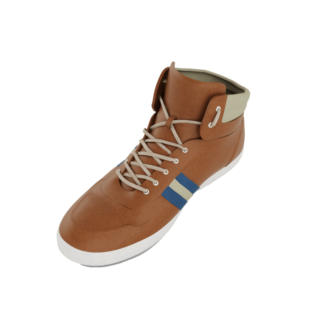 Packshot 3D basket cuir - rendu e-commerce
