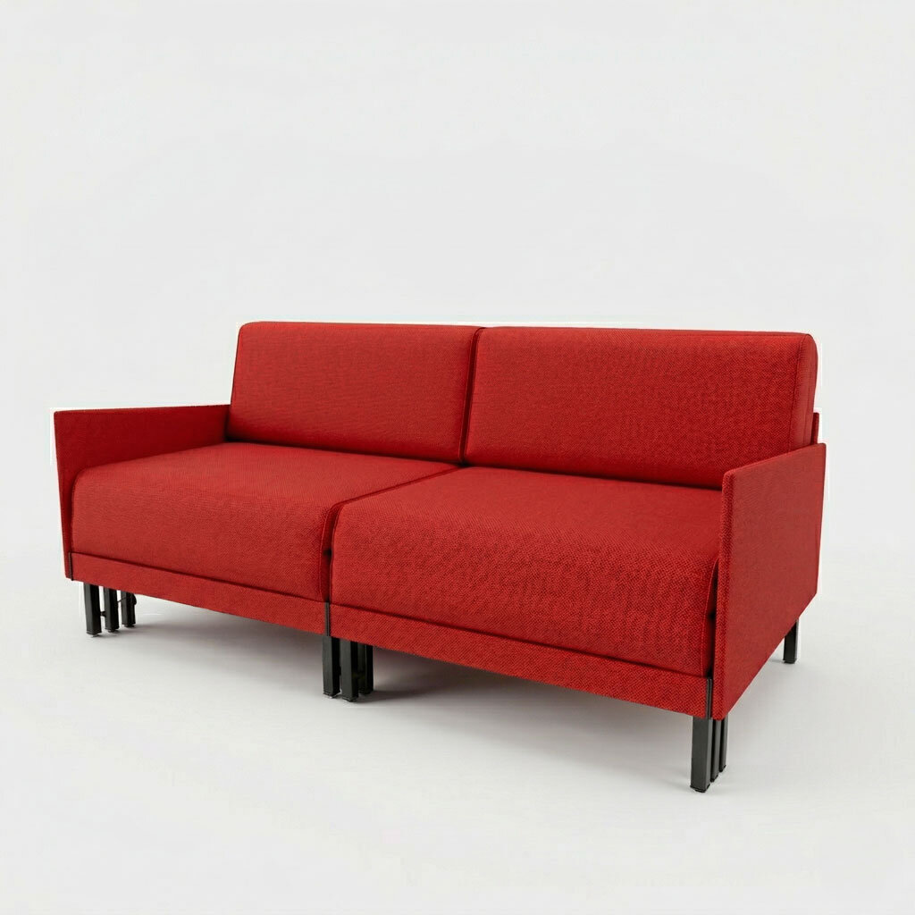 Rendu 3D canapé Likoolis cuir rouge