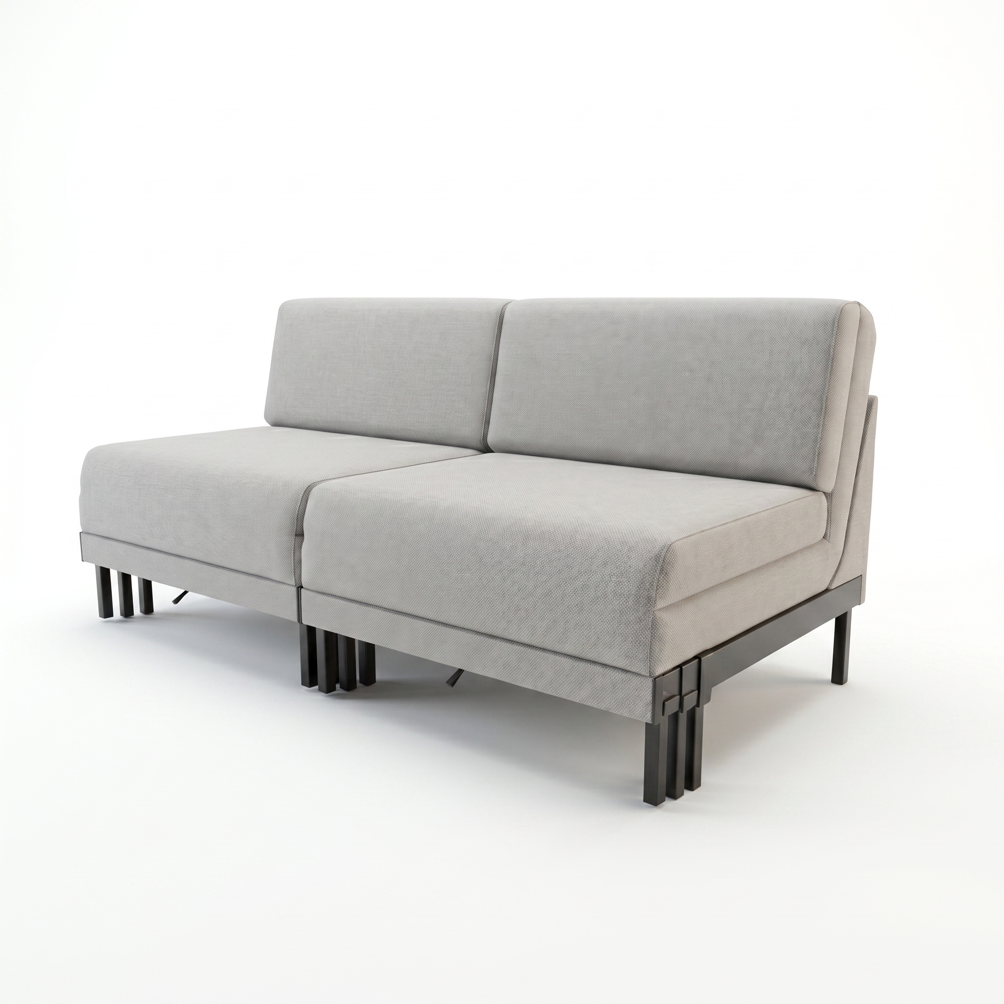 Rendu photoréaliste 3D canapé d'angle tissu gris, packshot e-commerce mobilier