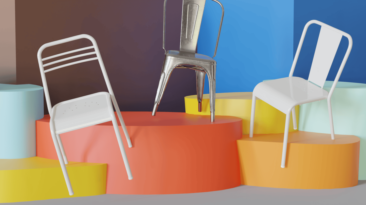 Packshot 3D photoréaliste chaise Tolix - Lampyre Studio